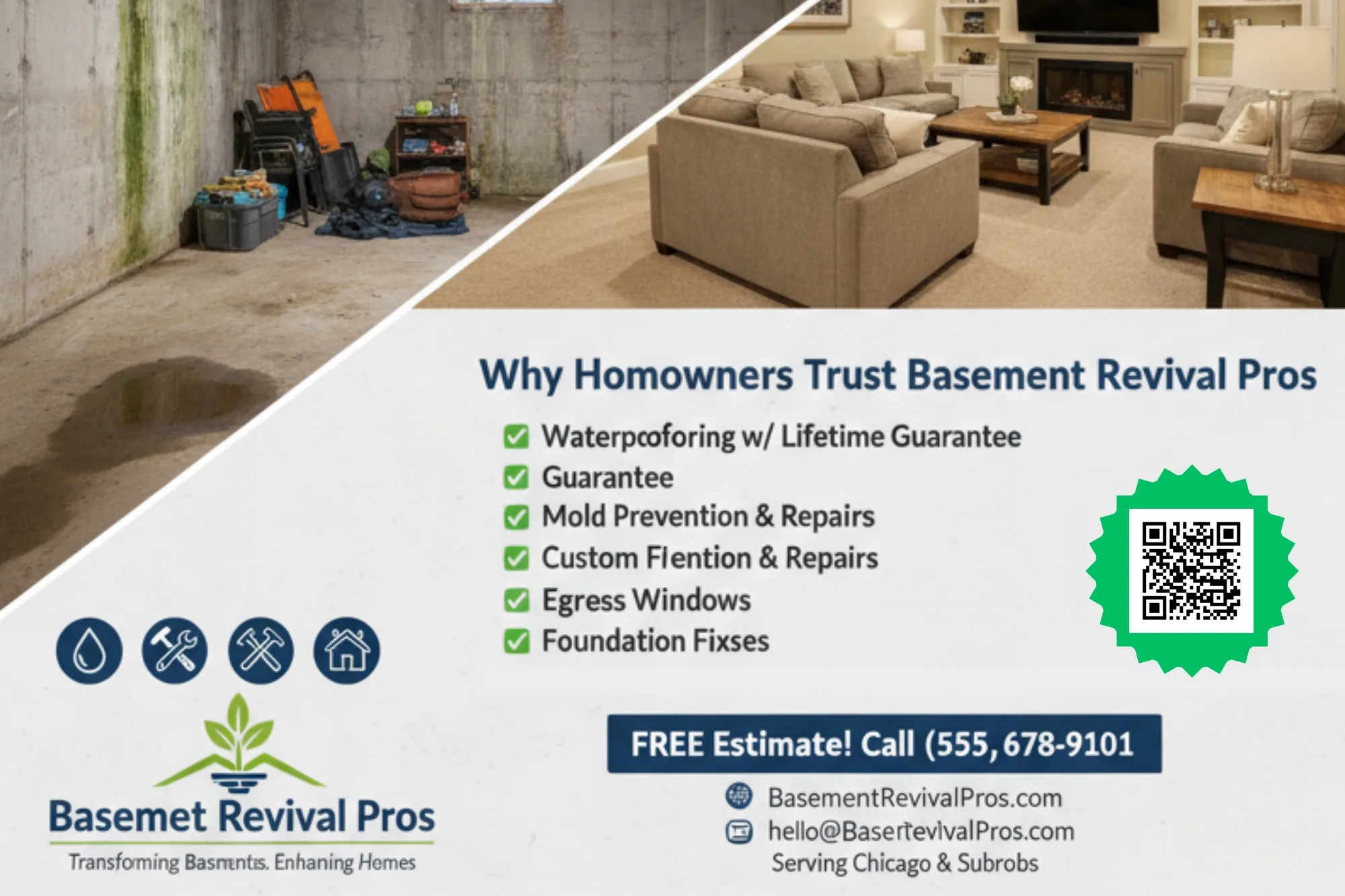 Direct Mail Marketing For Basement Services Companies — postcard front