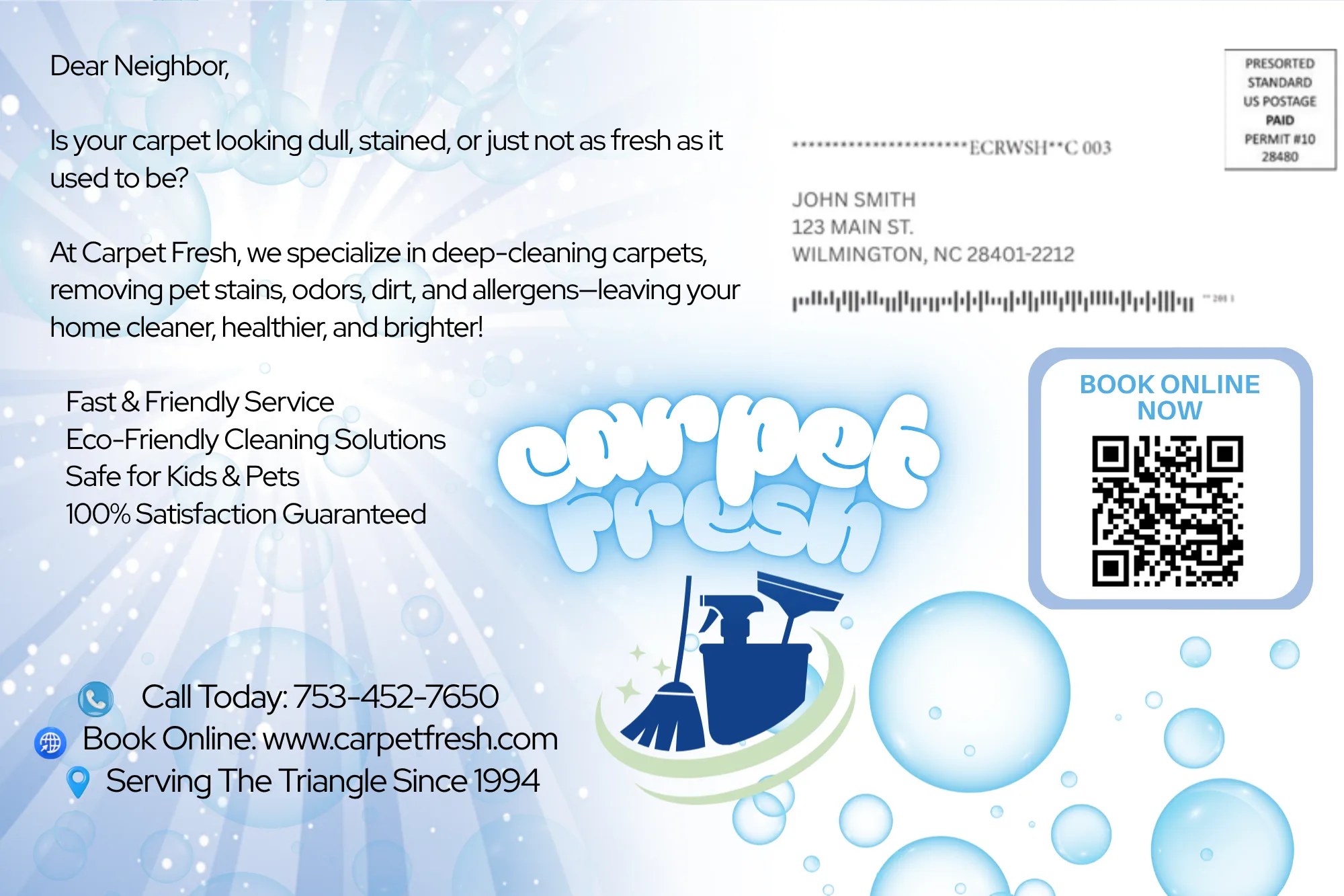 Direct Mail Marketing For Carpet Cleaning Companies — postcard back