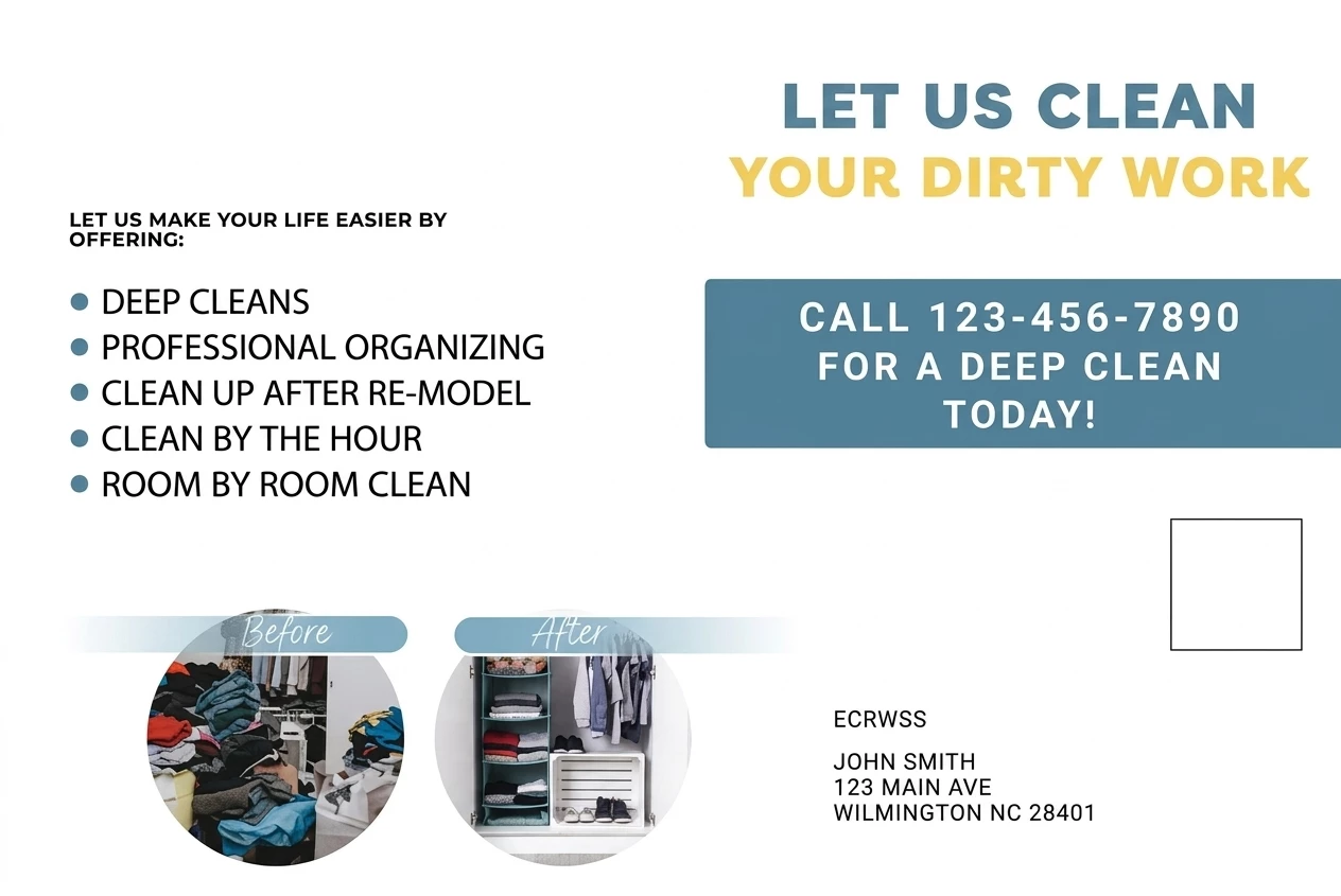 Direct Mail Marketing For Cleaning Services — postcard back