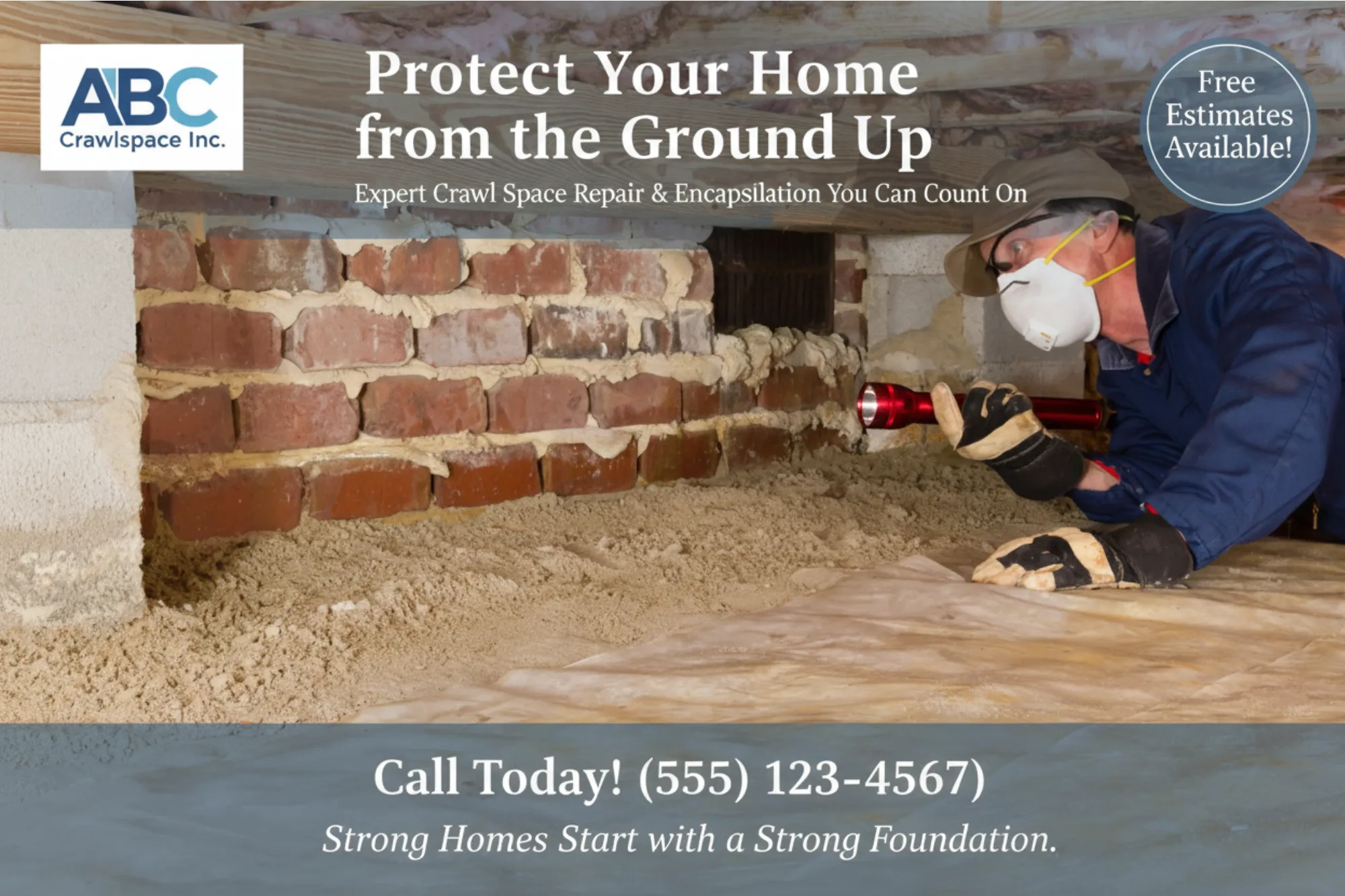 Direct Mail Marketing For Crawlspace Services Companies — postcard front
