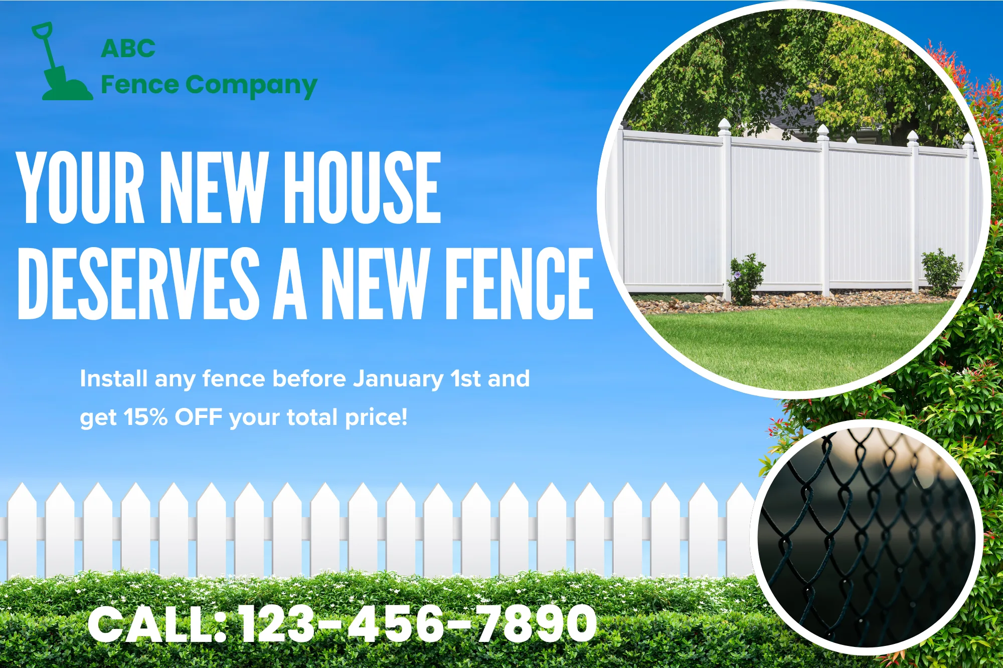 Direct Mail Marketing For Fence Installation & Repair Companies — postcard front