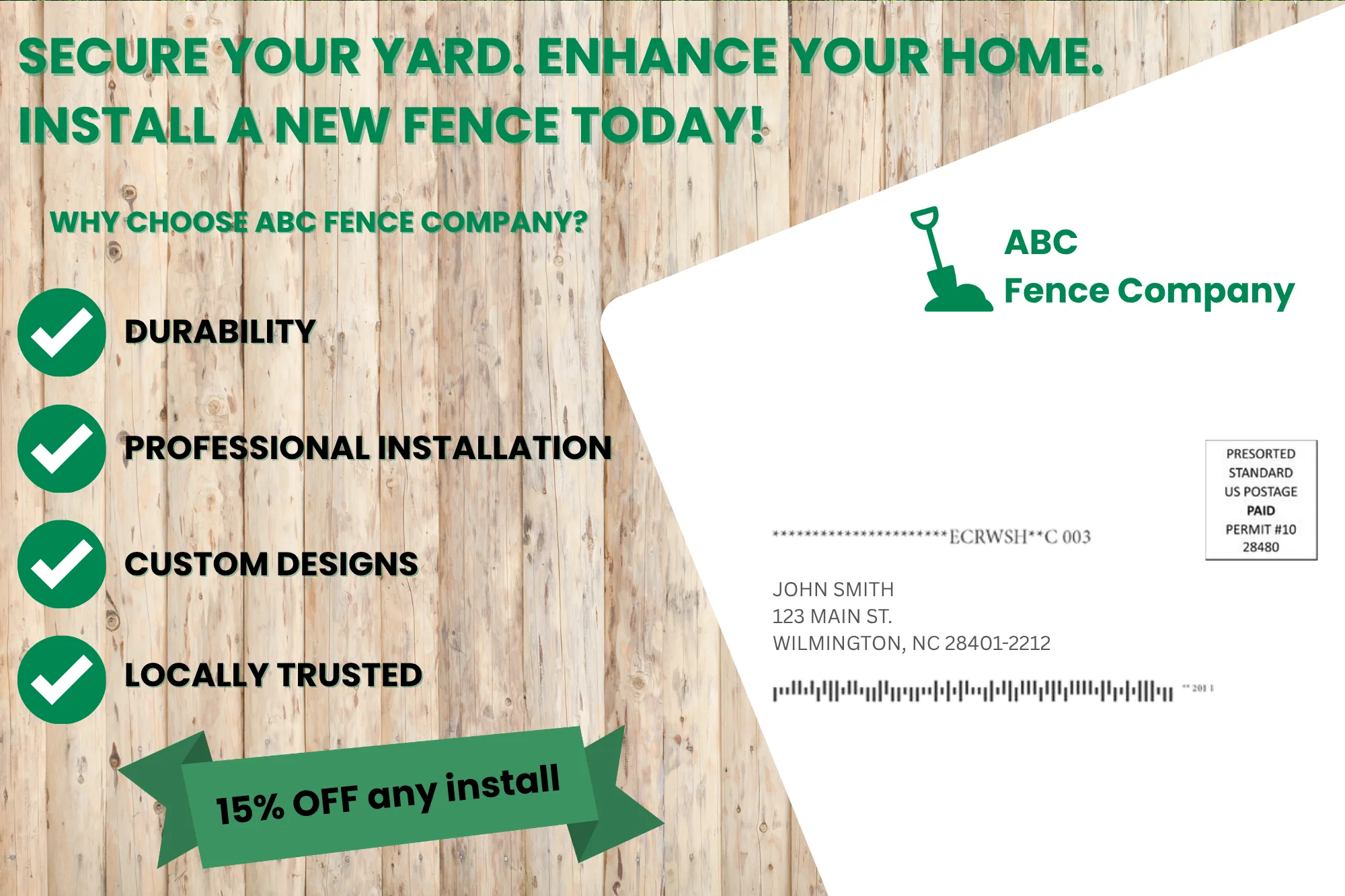 Direct Mail Marketing For Fence Installation & Repair Companies — postcard back