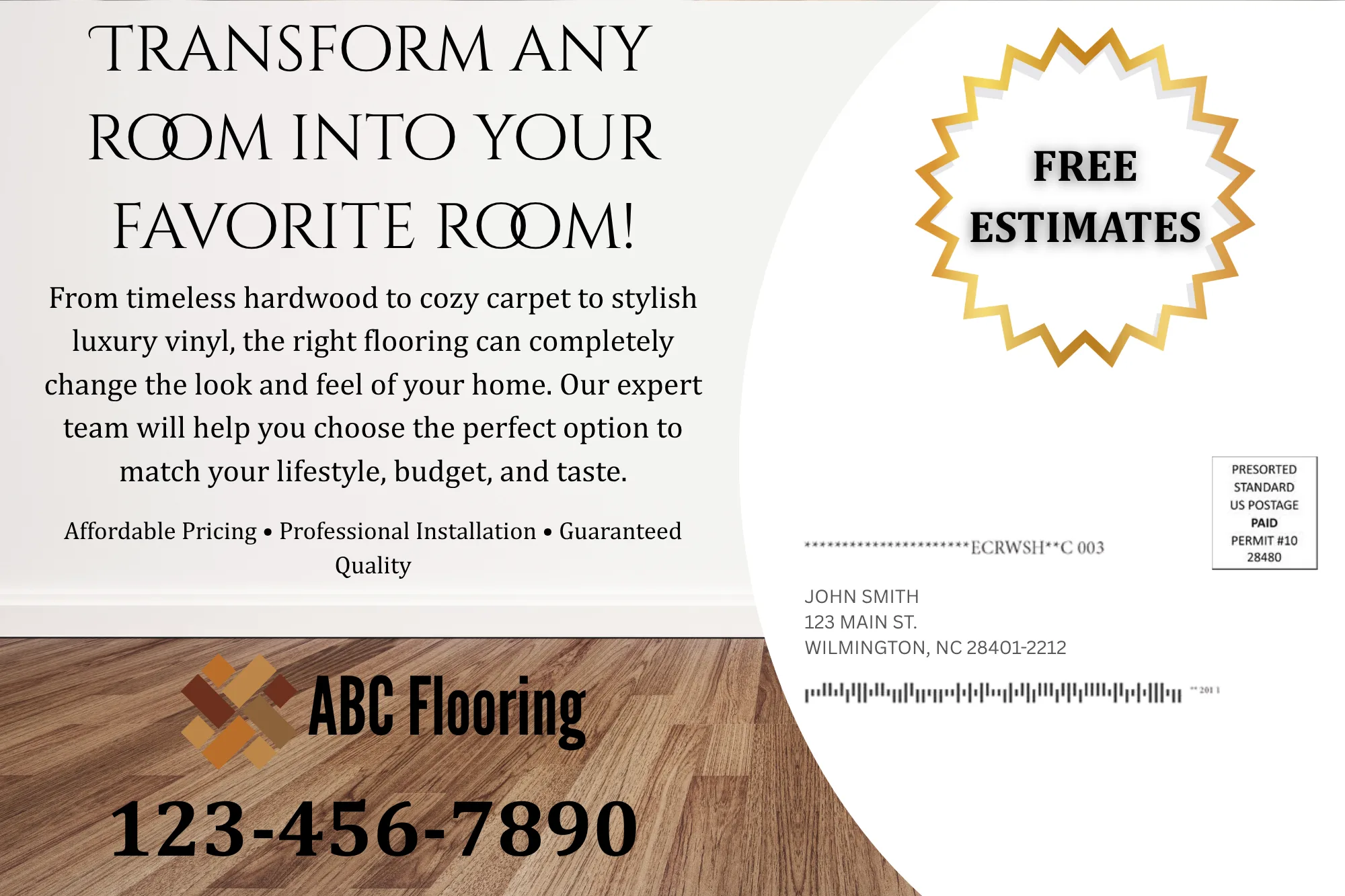 Direct Mail Marketing For Flooring Companies — postcard back