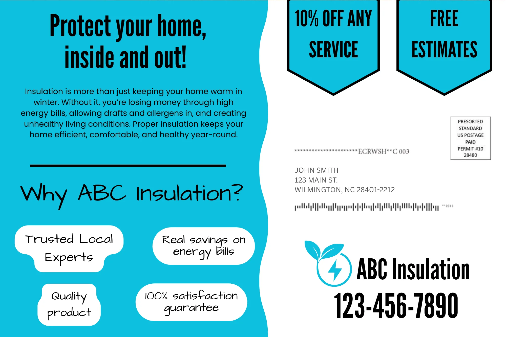 Direct Mail Marketing For Insulation Services Companies — postcard back