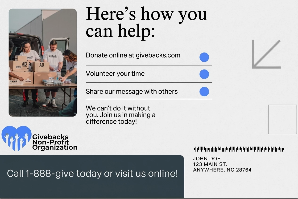 Direct Mail Marketing For Non-Profits — postcard back