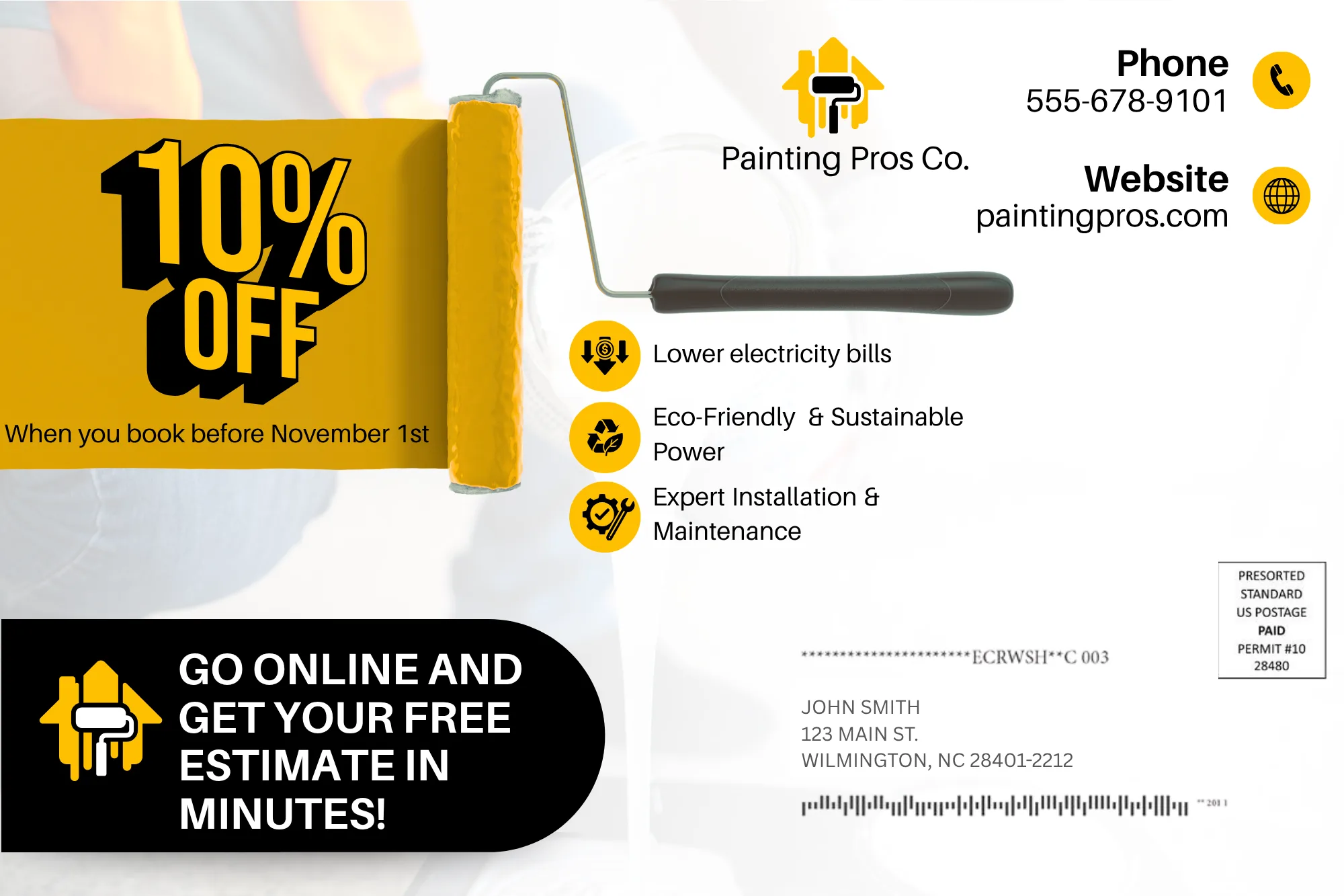 Direct Mail Marketing For House Painters — postcard back
