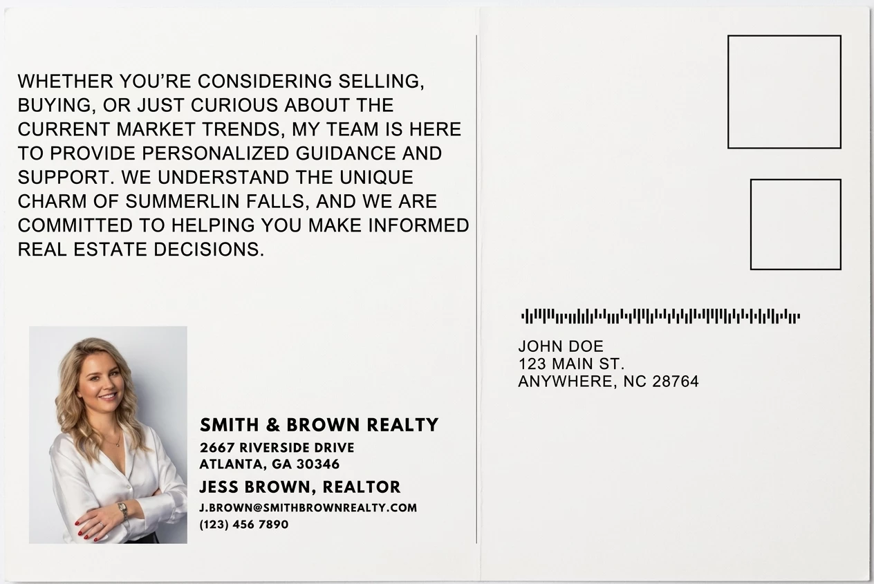 Direct Mail Marketing For Realtors — postcard back